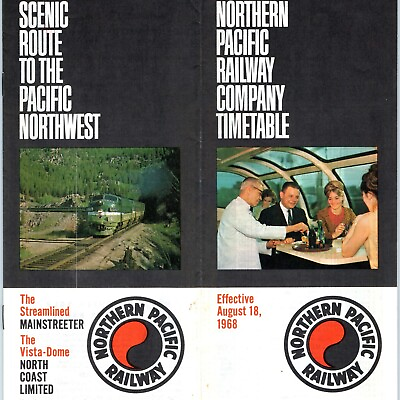 #ad Aug 1968 Northern Pacific Railway Timetable Streamliner Train Vista Dome NP 4K $16.50