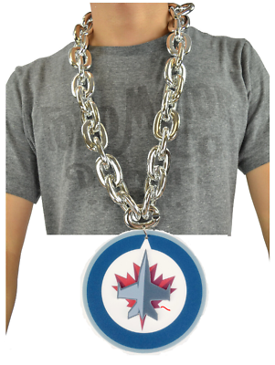 #ad New NHL WINNIPEG JETS BIG SILVER Fan Chain Necklace 3D Foam $32.18