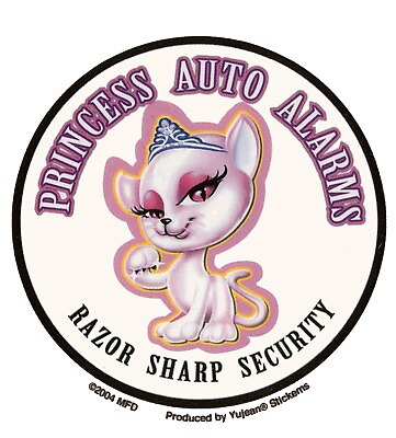 #ad #ad PRINCESS AUTO ALARMS CUTE KITTEN RAZOR SHARP SECURITY CAR #ALARM STICKER #DECAL $6.99