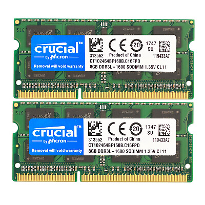#ad Crucial DDR3L 16GB 1600 2x 8GB PC3 12800 Laptop SODIMM Memory RAM PC3 16G DDR3 $21.50