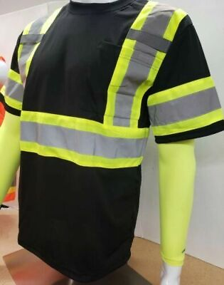 #ad #ad Black High Visibility Reflective Black Safety Shirt SMALL to 5XL $16.99