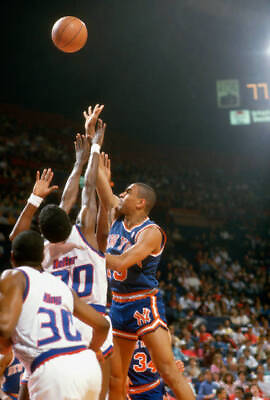 #ad Mark Jackson New York Knicks shoots over Bernard King Wash Basketball 1988 Photo AU $9.00