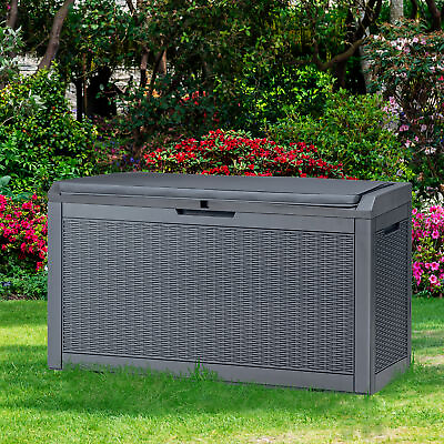 #ad 100 Gallon Outdoor Storage Box resin Garden Cushion Organizer Patio Deck Cabinet $95.61