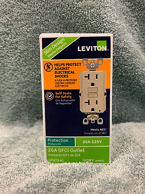 Leviton GFNT2 0KI Ivory 15A Slim Shallow Self Test GFCI Receptacle #ad $14.99