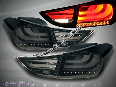 #ad 2011 2013 ELANTRA TAIL LIGHTS SMOKE LED 4 PIECES OUTER PIECE WITH BLUB $226.89