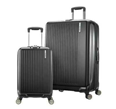 #ad #ad Samsonite Amplitude 2 Piece Hardside Luggage Suitcase Spinner Set Black $159.99