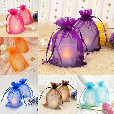 100pcs Organza Wedding Party Favor Decoration Gift Candy Sheer Bags Pouches #ad $8.08