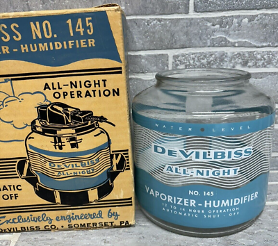 #ad Vintage DeVilbiss No. 145 Vaporizer Humidifier Replacement Glass Jar Tank Bowl $20.00