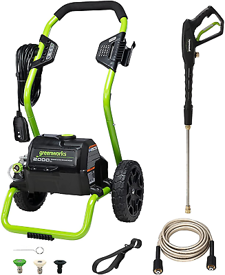 #ad #ad Greenworks 2k PSI 13A Electric Pressure Washer w wheels 20 FT Hose 35 FT Cord $259.98