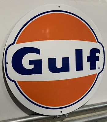 #ad #ad Vintage Style Racing Gulf Gasoline Oil Heavy Steel Metal Quality Sign $49.00