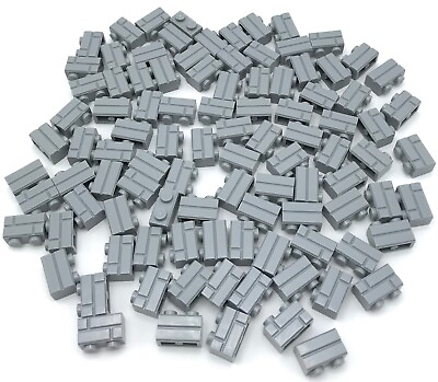 #ad Lego 100 New Light Bluish Gray Bricks Modified 1 x 2 with Masonry Profile Pieces $8.99