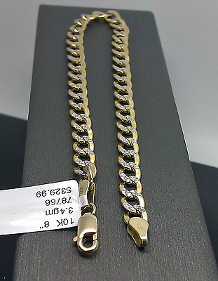 #ad 10K Gold Bracelet Real Cuban Link Diamond Cut 5mm 7quot; for small wrist $228.20