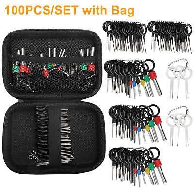 #ad #ad 100pcs Pin Ejector Wire Kit Extractor Connector Puller Car Terminal Removal Tool $14.48