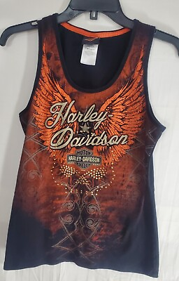 Harley Davidson Women#x27;s Large Studded Wings :Milwaukee Wisconsinquot; Tank Top #ad #ad $24.98