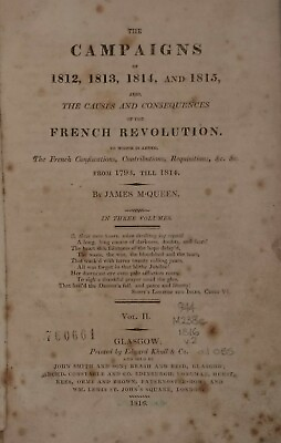 #ad Campaigns and Causes of the French Revolution James McQueen 1816 Vol 2 1st Ed $99.99