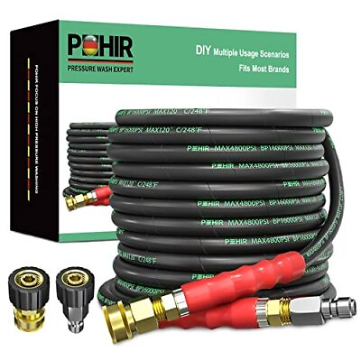 #ad 3 8quot; Pressure Washer Hose 50 FT for Cold and Hot Water Max 248°F with Quick C... $106.46