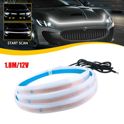 #ad 1.8m Start Scan Car LED DRL Hood Light Strip Engine Cover Daytime Running Light $13.99