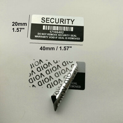 #ad Black Warranty Void If Removed Security Sticker with serial number 1.57quot; x 0.79quot; AU $19.00