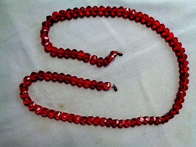 #ad Vintage Flapper Czech Dark Red Faceted Beads Necklace 28 1 2quot; Needs Restringing $45.00