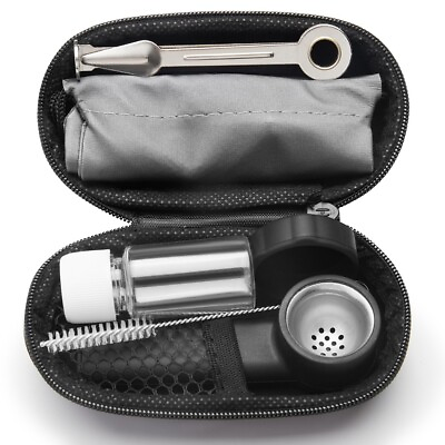 #ad 3.5quot; Silicone Tobacco Smoking Pipe with Lid Storage Bag and Metal Tool Hand Pipe $8.99