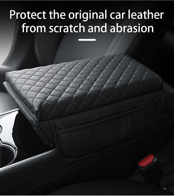 All Black Parts Leather Armrest Cushion Cover Center Console Box Mat Protector #ad $11.99