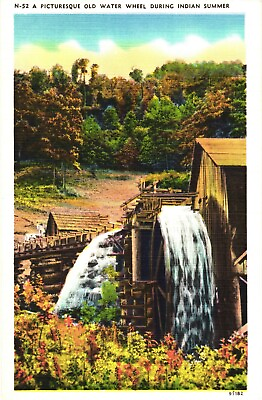 #ad A Picturesque Old Water Mill During Indian Summer Surrounded With Trees Postcard $2.75