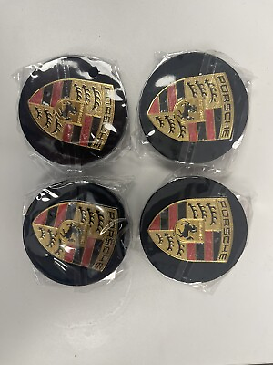 #ad porsche 65mm Wheel Center Caps black and Gold Color Set of 4 $28.70