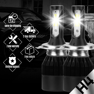 #ad H4 C6 COB LED Headlight Turbo Light Bulbs 6000K for Nissan Honda Car $19.25