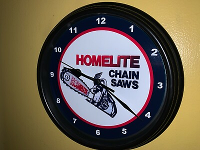 HomeLite Chainsaw Lumberjack Tree Trimmer Store Man Cave Advertising Clock Sign $37.99