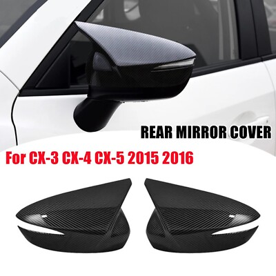 #ad Carbon Fiber OX Horn Side Rear View Mirror Cover For CX 3 CX 4 CX 5 2015 2016 $35.99