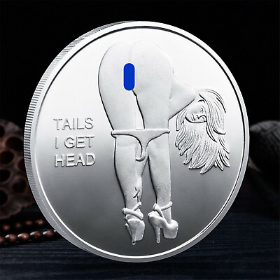#ad Tails I Get Head Heads I Get Tail Sexy Lady Heads Tails Challenge Token Coin $12.95