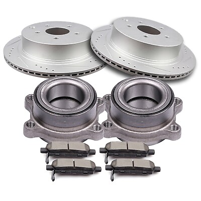 #ad Rear Drilled Brake Rotorsamp;Wheel Hub Ceramic Pads For Infiniti FX35 Nissan Murano $127.95