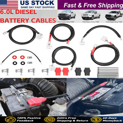 #ad For Ford 6.0L Powerstroke Battery Cables Kit Superduty F250 F350 F450 03 07 $298.90