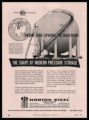 #ad #ad 1957 Horton Steel Works Sphere Pressure Storage Tank Photo Imperial Oil Print Ad $13.96