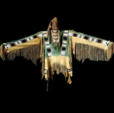 #ad Old Sioux Style Buckskin Hide Beaded Powwow Regalia War Shirt SXW136 $237.15