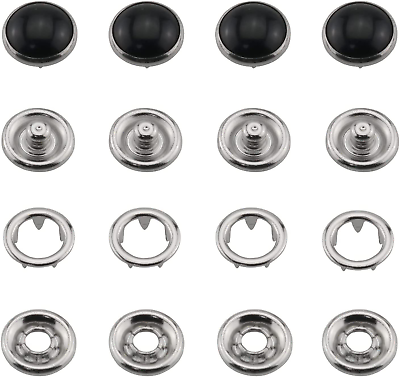#ad Pearl Snap Button 30 Sets 10Mm Black Pearl Snap Buttons Metal Ring Snaps $13.99