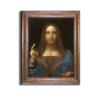 #ad Bronze Framed Salvator Mundi by Da Vinci Canvas Art 16 in x 12 in Framed Size $94.99