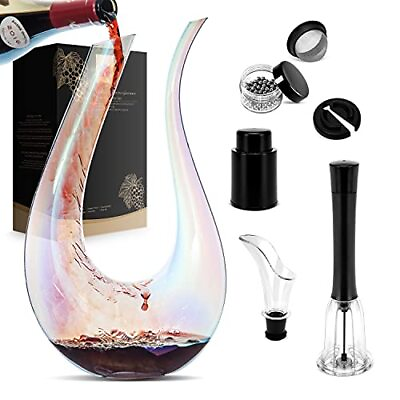#ad Wine Decanter Set 1200ml Red Wine Iridescent Carafe With Bottle Opener Stoppe... $78.69