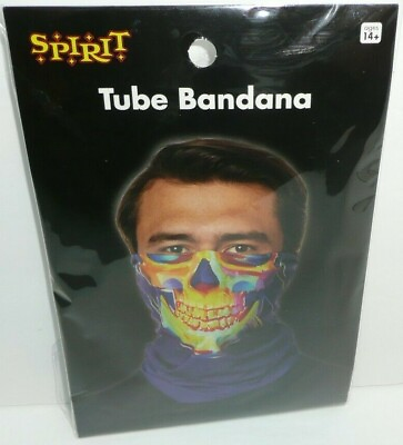 #ad Rainbow Skull Infrared Tube Bandana Mask Neckerchief Gator X Ray Scary Halloween $19.95