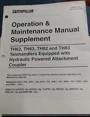 #ad Caterpillar Operation and Maint Hydraulic Powered Attachments Coupler Supplement $19.99