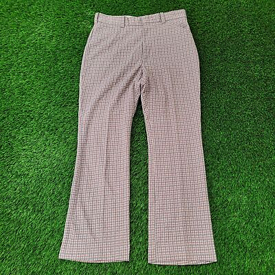 #ad #ad Vintage 90s K Mart Bootcut Double Knit Polyester Pants 38x33 Beige Tartan Plaid $93.83