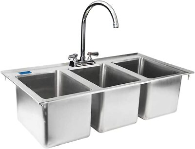 #ad #ad Drop Sink Commercial Kitchen 3 Compartment Drop in Sink 37.5quot;x18.5quot; NSF $375.00
