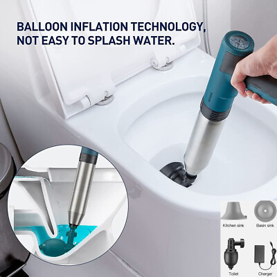 #ad Toilet Plunger High Pressure Electric Air Drain Blaster Sink Dredge Clog Remover $39.99