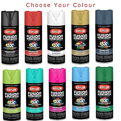 #ad Krylon Fusion All In One Spray Paint 5x stornger 12 Oz Pick your color $10.99