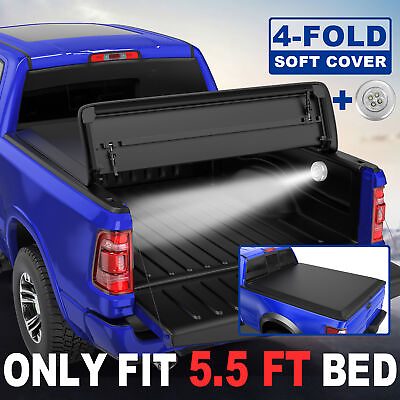 #ad #ad Soft Truck Tonneau Cover For 2004 2015 Nissan Titan 5.5FT Bed 4 Fold LED Lamp $152.82
