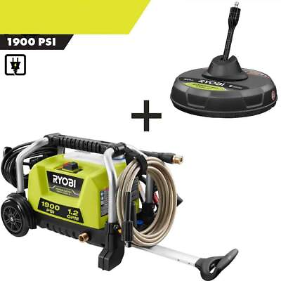 #ad RYOBI Electric Pressure Washer 1900 PSI 1.2 GPM Wheeled w 12quot; Surface Cleaner $238.35