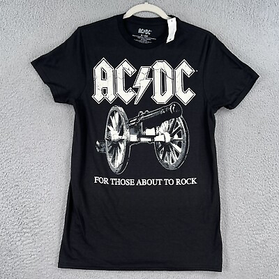 #ad NEW AC DC Shirt Adult Small For Those About To Rock Black Graphic Tee Unisex $13.59