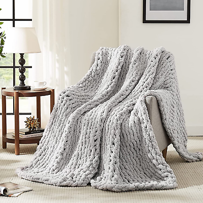 #ad Chunky Knit Blanket ThrowSoft Chenille Yarn Throw Blanket 30X40，Handmade Thick $38.61