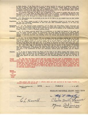 #ad Wes Flowers Signed AUTO 1936 Chicago Cubs Baseball Contract w Phillip Wrigley $149.00