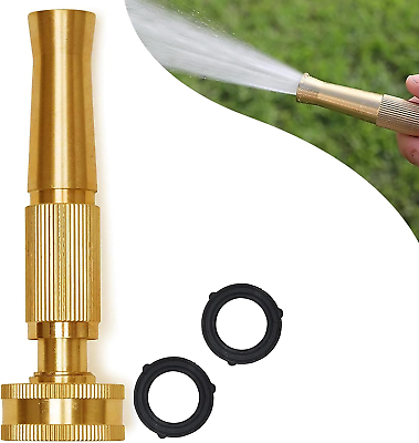 #ad Solid Brass Metal Twist Garden Hose Nozzle Heavy Duty Adjustable Power Spray At $10.79